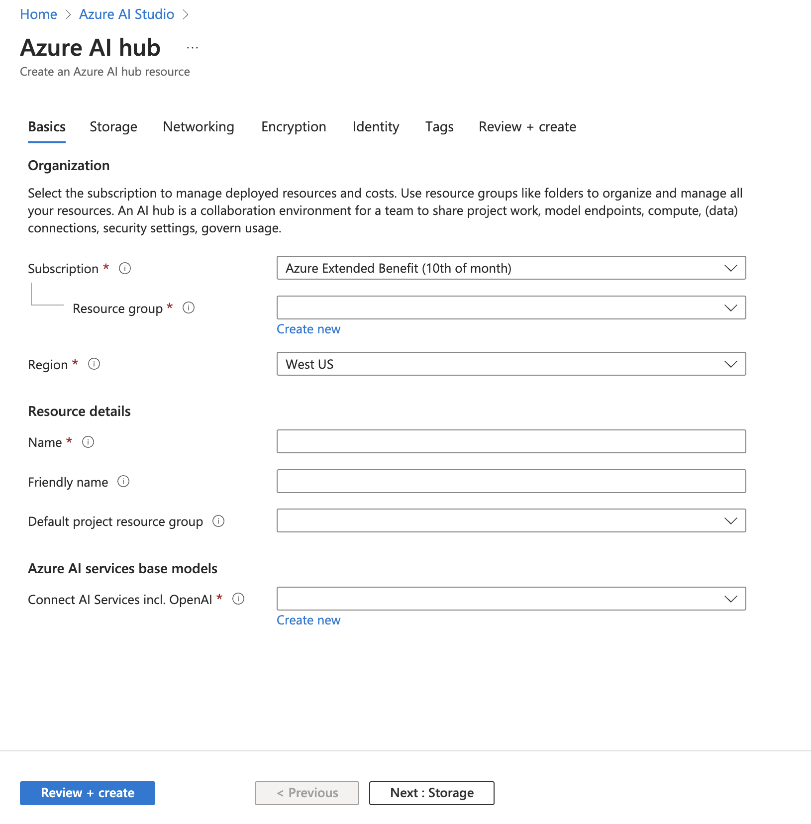 Create Azure AI Hub