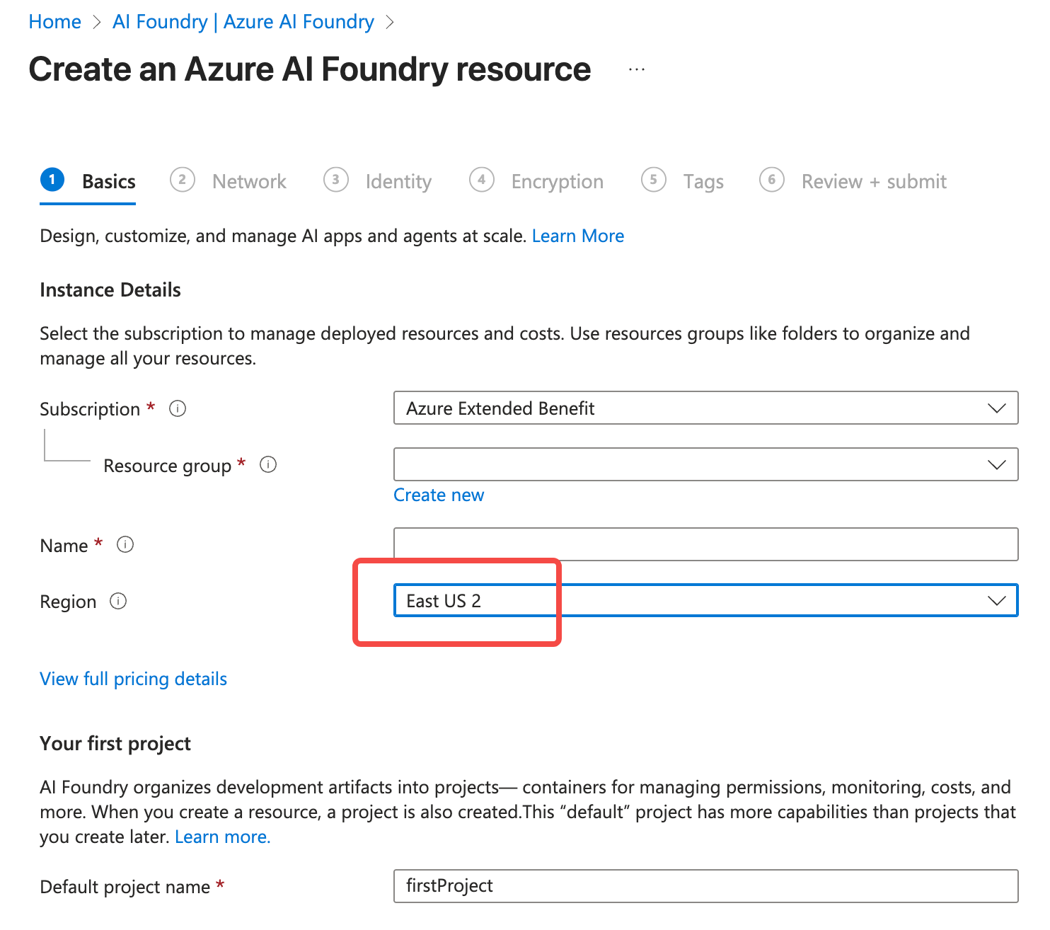 Choose AI Foundry region
