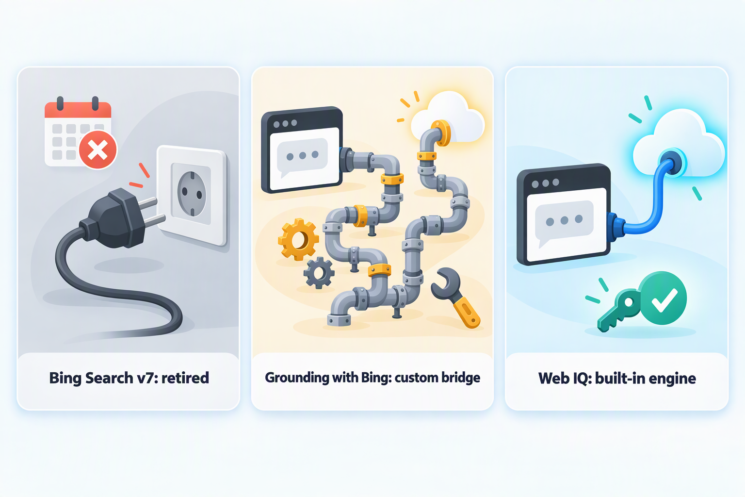 How Bing Search v7, Grounding with Bing Search, and Web IQ connect to OpenWebUI